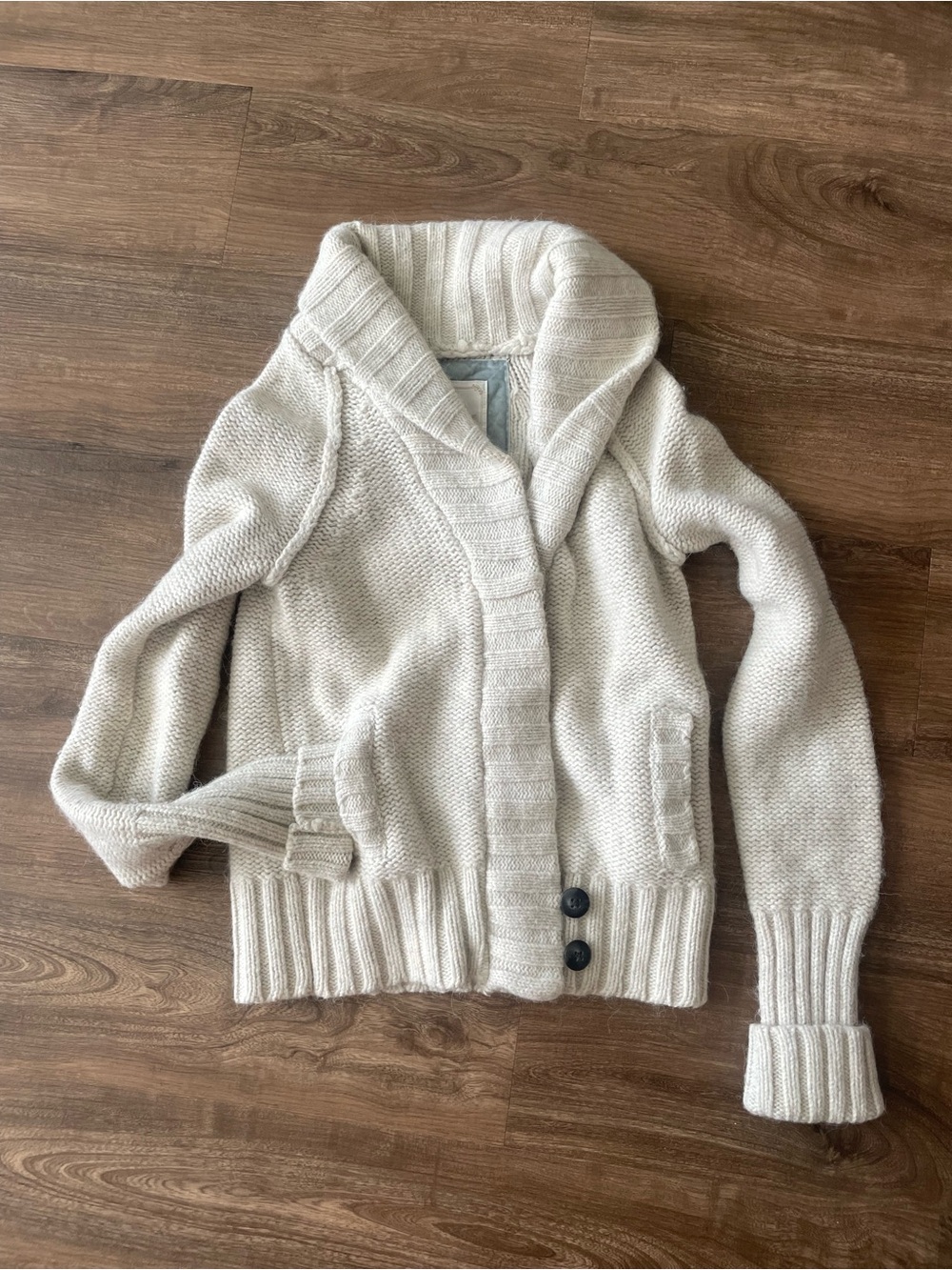 American Eagle Outfitters Cream Shawl Collar Knit Cardigan
